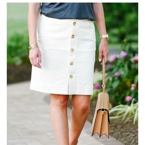 New with tags Loft plus white denim button front A-line mini skirt size 16